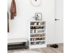 Mueble zapatero de madera contrachapada blanco 60x35x92 cm ES377426