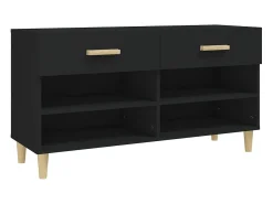 Mueble zapatero de madera contrachapada negro 102x35x55 cm ES360913