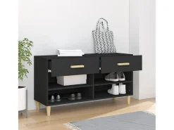Mueble zapatero de madera contrachapada negro 102x35x55 cm ES360913