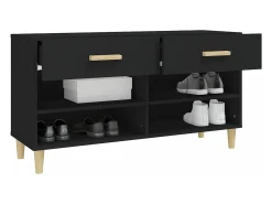 Mueble zapatero de madera contrachapada negro 102x35x55 cm ES360913