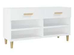 Mueble zapatero de madera contrachapada blanco 102x35x55 cm ES945325