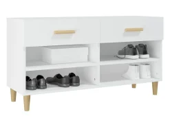 Mueble zapatero de madera contrachapada blanco 102x35x55 cm ES945325