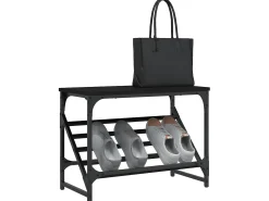 Mueble zapatero de madera de ingeniería negro 60x30x45 cm ES614196
