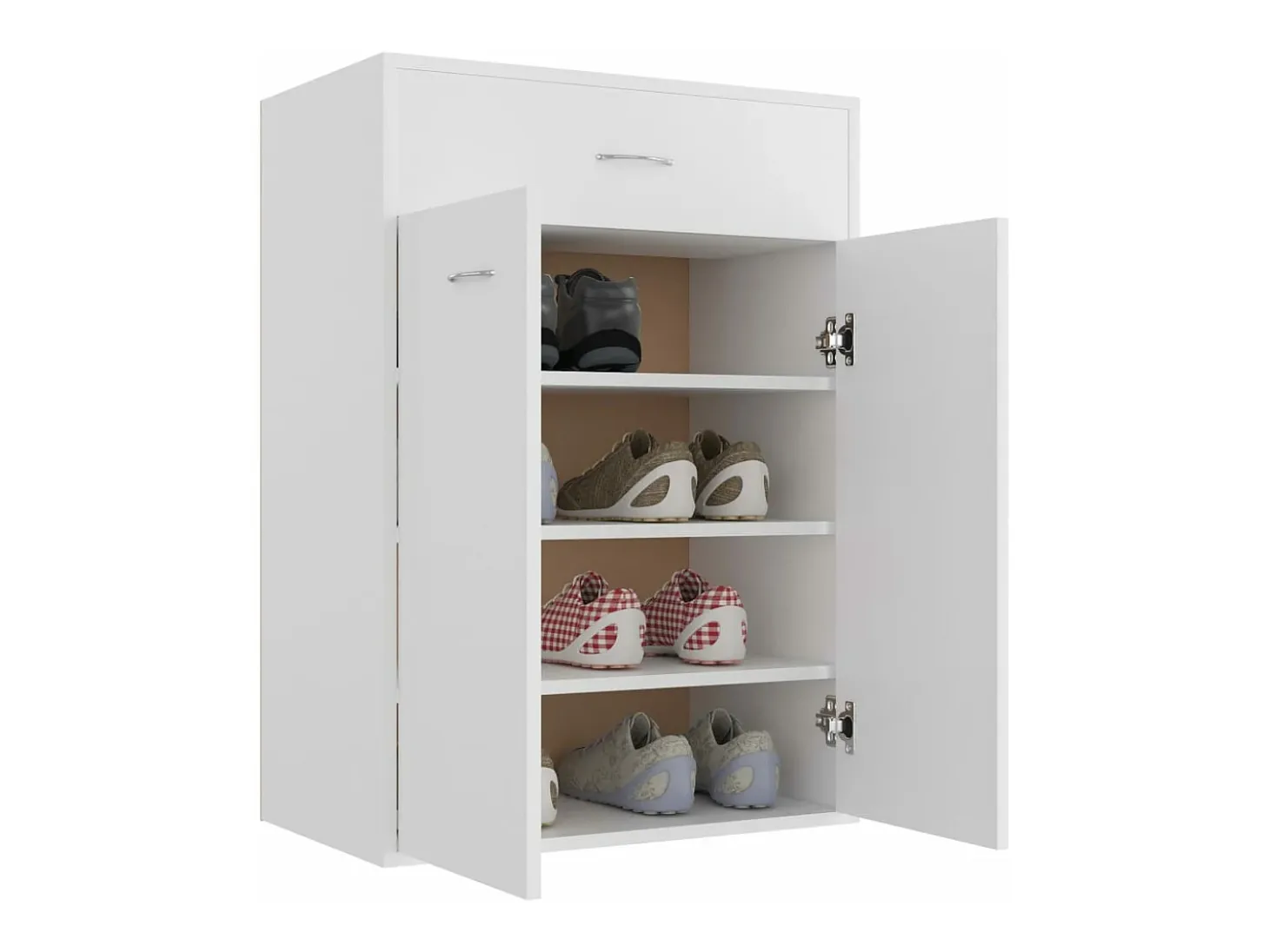 Mueble zapatero de madera contrachapada blanco 60x35x84 cm ES400854