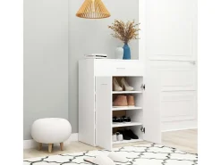 Mueble zapatero de madera contrachapada blanco 60x35x84 cm ES400854