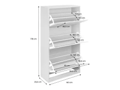 Mueble zapatero decorativo de madera con 3 cajones roble