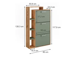 Mueble zapatero goldkraft roble/verde 80x24.2x128.3 orlando