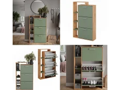 Mueble zapatero goldkraft roble/verde 80x24.2x128.3 orlando