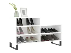 Mueble zapatero madera contrachapada blanco brillo 102x36x60 cm ES954575