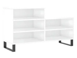 Mueble zapatero madera contrachapada blanco brillo 102x36x60 cm ES954575