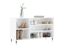 Mueble zapatero madera contrachapada blanco brillo 102x36x60 cm ES482690