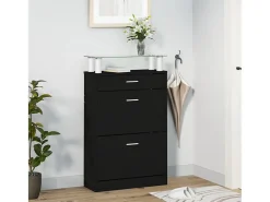 Mueble zapatero madera contrachapada negro 63x24x104 cm ES465533