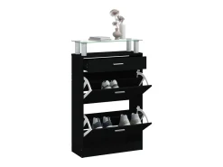 Mueble zapatero madera contrachapada negro 63x24x104 cm ES465533