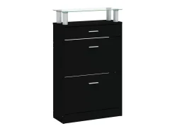 Mueble zapatero madera contrachapada negro 63x24x104 cm ES465533