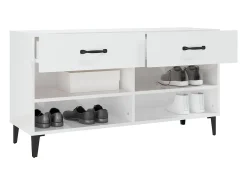 Mueble zapatero madera contrachapada blanco brillo 102x35x55 cm ES858428