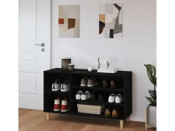 Mueble zapatero madera contrachapada negro 102x36x60 cm ES510133