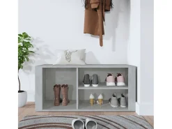 Mueble zapatero madera contrachapada gris hormigón 100x35x45 cm ES474192