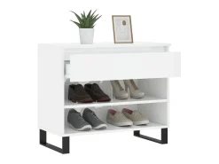 Mueble zapatero madera contrachapada blanco brillo 70x36x60 cm ES557811