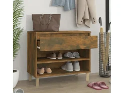 Mueble zapatero madera contrachapada roble ahumado 70x36x60 cm ES260350