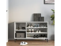 Mueble zapatero madera contrachapada gris hormigón 102x36x60 cm ES387107