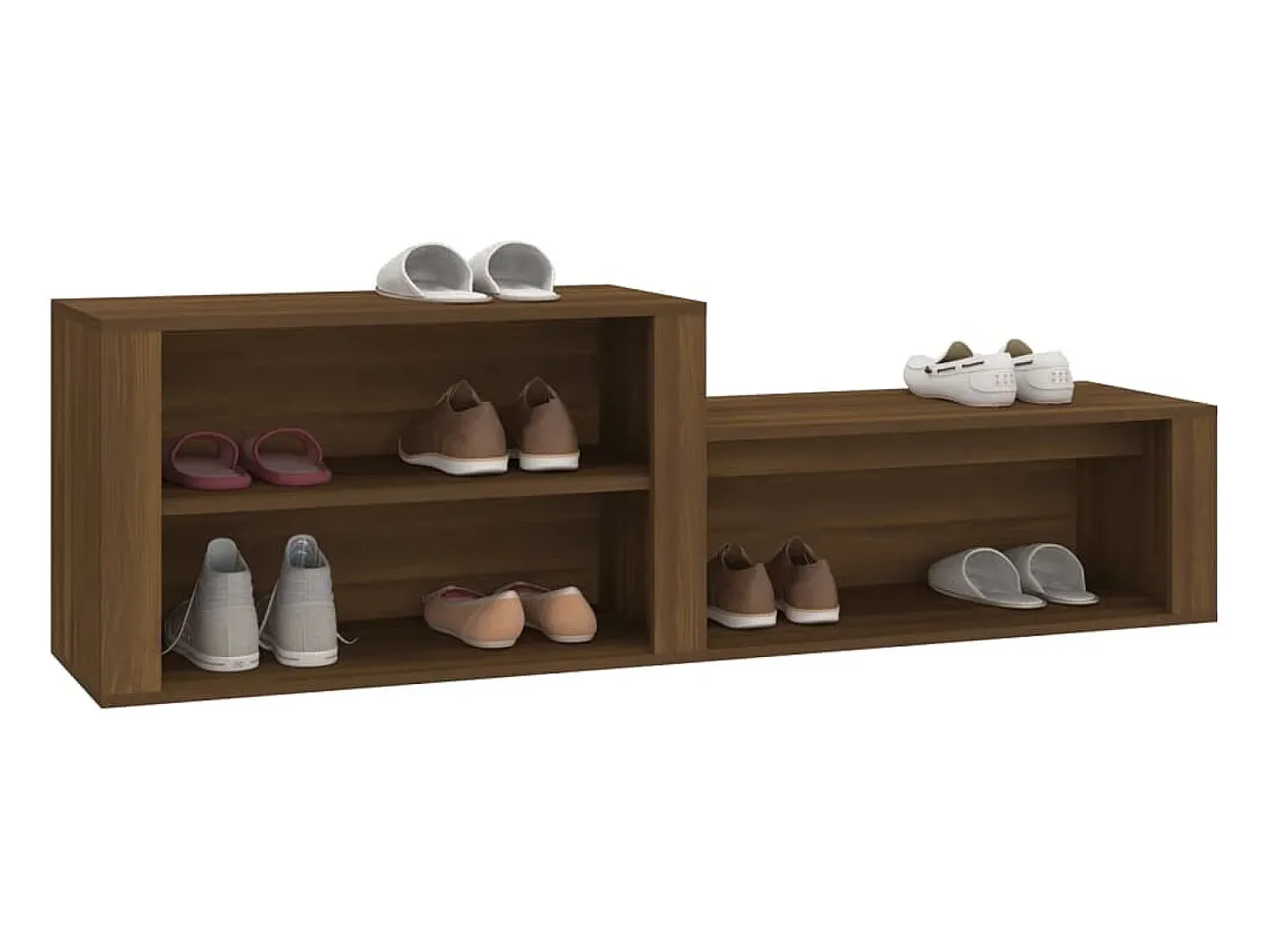 Mueble zapatero madera contrachapada marrón roble 150x35x45 cm ES231265