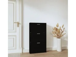 Mueble zapatero madera contrachapada negro 59x17x108 cm ES525926