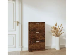 Mueble zapatero madera contrachapada roble ahumado 59x17x108 cm ES388699