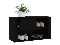 Mueble zapatero madera contrachapada negro 80x35x45 cm ES178825