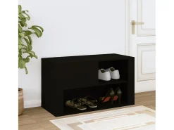 Mueble zapatero madera contrachapada negro 80x35x45 cm ES178825
