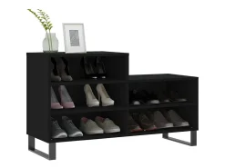 Mueble zapatero madera contrachapada negro 102x36x60 cm ES196789