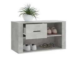 Mueble zapatero madera contrachapada gris hormigón 80x35x45 cm ES859853
