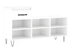 Mueble zapatero madera contrachapada blanco brillo 102x36x60 cm ES986242