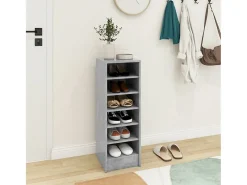 Mueble zapatero madera contrachapada gris hormigón 31,5x35x90cm ES956693
