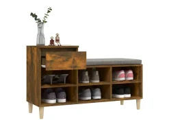 Mueble zapatero madera contrachapada roble ahumado 102x36x60 cm ES714303