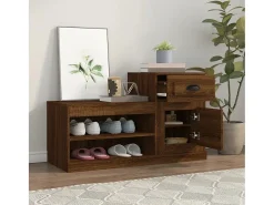 Mueble zapatero madera contrachapada roble marrón 100x42x60 cm ES960477