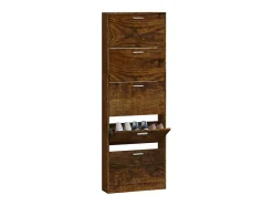 Mueble zapatero madera contrachapada roble ahumado 59x17x169 cm ES629388