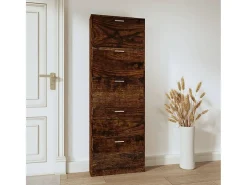 Mueble zapatero madera contrachapada roble ahumado 59x17x169 cm ES629388