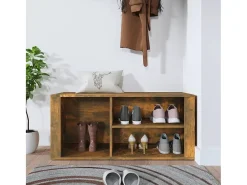 Mueble zapatero madera contrachapada roble ahumado 100x35x45 cm ES297281