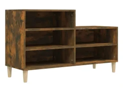 Mueble zapatero madera contrachapada roble ahumado 102x36x60 cm ES845019