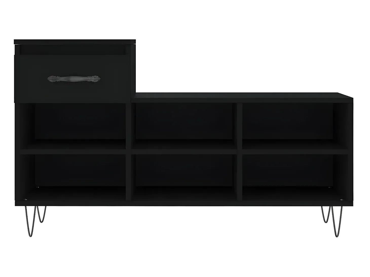 Mueble zapatero madera contrachapada negro 102x36x60 cm ES211966