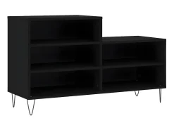 Mueble zapatero madera contrachapada negro 102x36x60 cm ES138127