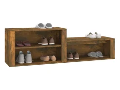 Mueble zapatero madera contrachapada roble ahumado 150x35x45 cm ES219346
