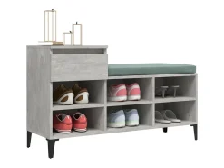 Mueble zapatero madera contrachapada gris hormigón 102x36x60 cm ES627159