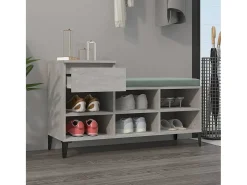 Mueble zapatero madera contrachapada gris hormigón 102x36x60 cm ES627159
