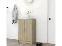 Mueble zapatero madera contrachapada roble Sonoma 60x35x92 cm ES896406