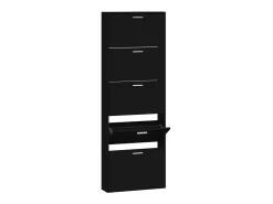 Mueble zapatero madera contrachapada negro 59x17x169 cm ES229478