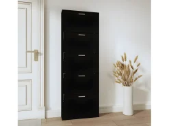 Mueble zapatero madera contrachapada negro 59x17x169 cm ES229478