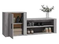Mueble zapatero madera contrachapada gris Sonoma 130x35x54 cm ES996166