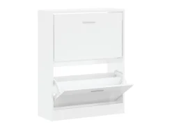 Mueble zapatero madera contrachapada blanco brillo 63x24x81 cm ES207379