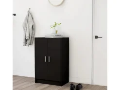 Mueble zapatero madera de ingeniería negro 60x35x92 cm ES139787